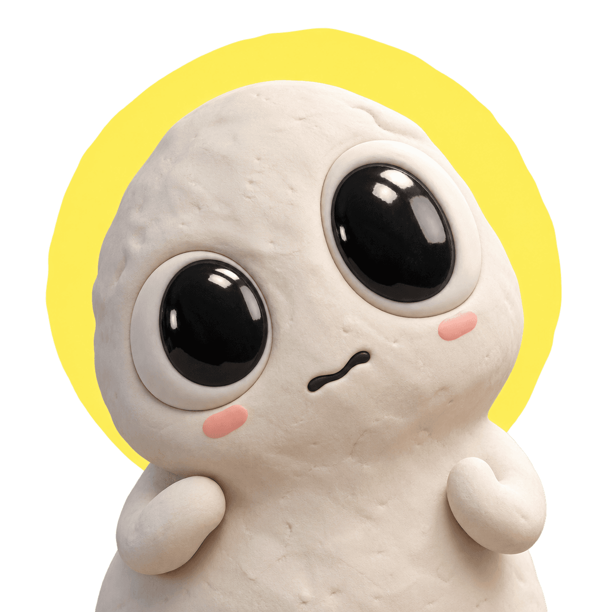 Nobble, a small cream-colored clay creature with huge curious eyes